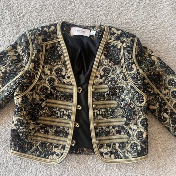 Per Se Brocade Jacket with Gold Piping, Size 2 - Picture 2 of 6